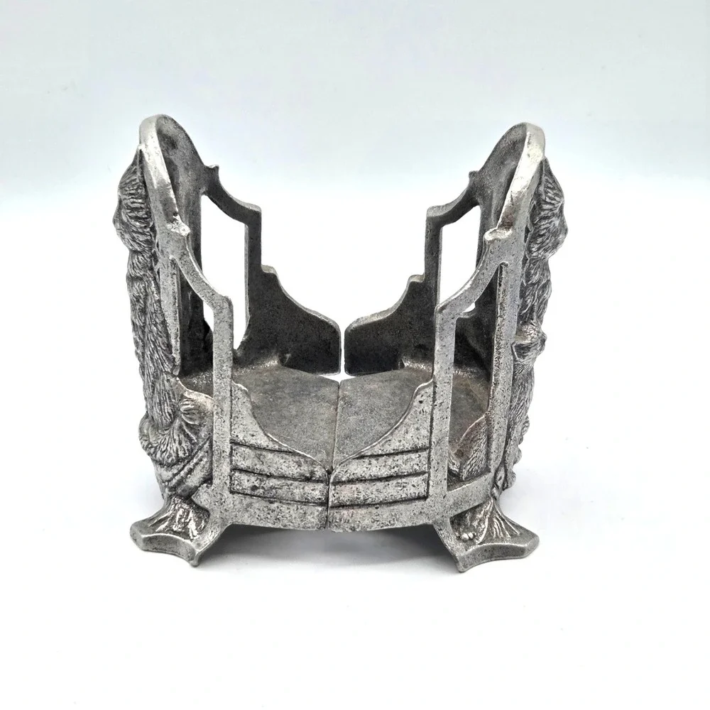 Vintage‎ Cat & Kitten Pewter Jar Candle Holder 1998 Carson Pewter Large Footed